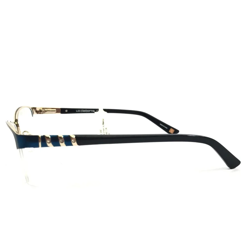 Liz Claiborne Eyeglasses Frames L615 0DA4 Navy Blue Gold Half Rim 53-17-135